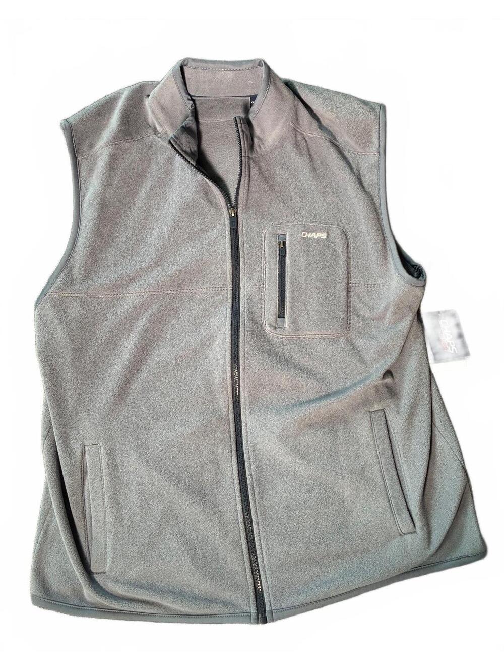 NWT Chaps Sport Fleece Vest Men’s XXL Gray Full Zip Outdoor Layer